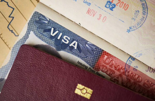 Biometric passport with touristic visa stamp for United States